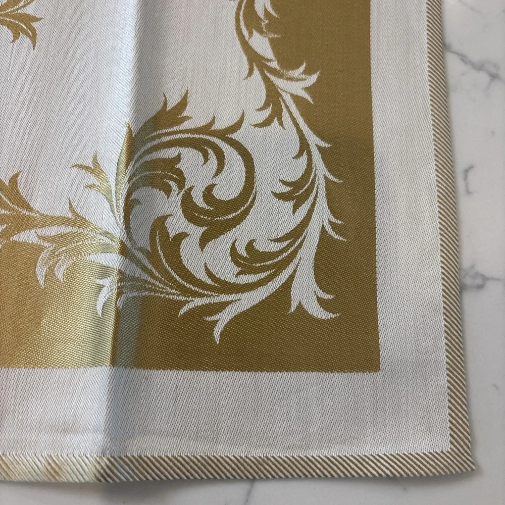 Vintage Jacquard Cloth Napkins Made‎ in Japan 19x19 Yellow Gold Fabric Gorgeous